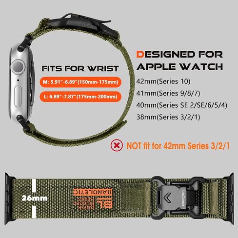 Compatible with Apple Watch Ultra Band - for Men, Wide Soft Nylon Sport Loop with Magnetic Fidlock V-Buckle for iWatch Ultra 2 49mm Series 10 46mm 9/8/7 45mm SE2/SE/6/5/4 44mm 3/2/1 42mm in Kuwait