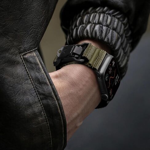 Compatible with Apple Watch Ultra Band - for Men, Wide Soft Nylon Sport Loop with Magnetic Fidlock V-Buckle for iWatch Ultra 2 49mm Series 10 46mm 9/8/7 45mm SE2/SE/6/5/4 44mm 3/2/1 42mm in Kuwait