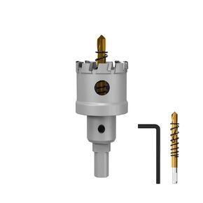 Premium Tungsten Carbide Tipped Hole Saw Drill Bit Set with 2 Titanium-Plated Pilot Bits - Heavy Duty Cutter for Metal, Steel, Iron, Wood, and Plastic（34mm丨1-11/32''）