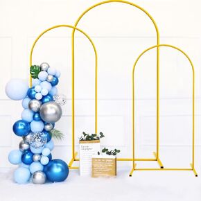 Pack of 3 Arch Backdrop Stand Gold Metal Arch Stand Fitted Wedding Arch Frame for Baby Shower Bridal Shower Birthday Party Gender Reveal Backdrop Decoration (6/6.6/7.2ft)