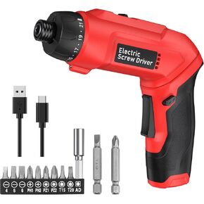 AMIR Electric Power Screwdriver Set, Cordless Screwdriver with Type-C Charging Cable, Electric Screwdriver Rechargeable with LED Light, Dual Purpose Screwdriver for Repair