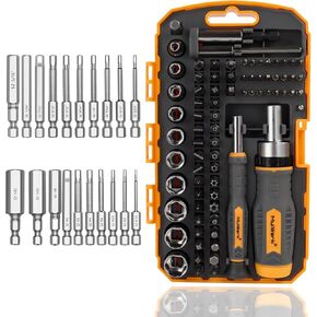 MulWark 97PC Precision Tool Set Bundle | Includes Hex Head Allen Wrench Drill Bit Set (20PC) & Ratchet Screwdriver Set (77PC) with Sockets for DIY, Furniture Assembly, and Professional Use