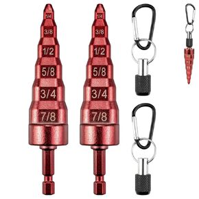 6-in-1 Copper Tube Expander, Swadge Tool HVAC, Drill Bit for 1/4'', 3/8'', 1/2'', 5/8'', 3/4'', and 7/8'' Soft Copper Pipe, Hex Shank, Swaging Tool for Air Conditioner Repair