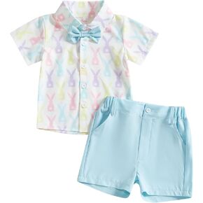 Toddler Boy Valentines Day Outfit Rose Short Sleeve Shirt Summer Shorts Set Infant Baby Boys Easter Clothes