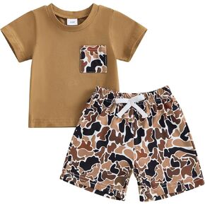 Baby Boy Summer Clothes Letter Print Short Sleeve T-Shirts Tops Camouflage Shorts Cute Infant 2Pcs Outfits