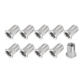METALLIXITY Rivet Nuts (M10) 10Pcs, Aluminum Threaded Insert Nuts - for Furniture Mechanical Fasteners, Silver Tone