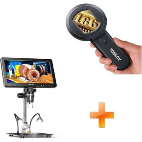 TOMLOV P10 Microscope for Adults Kids, Handheld Coin Magnifier with Light for Error Coins, Collector Portable 100X Jewelers Loupe+DM9 Max