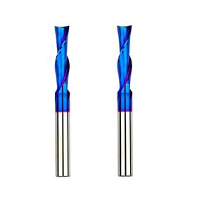 2PCS CNC Spiral Router Bits with Up Cut 1/4 inch Cutting Dia 1/4 inch Shank CNC Bits Solid Carbide End Mill with Wood Cut Carving SUFP244