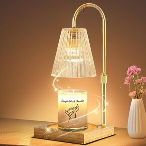Candle Warmer Lamp with Timer - Upgraded Candle Warming Lamp with Dimmable, Adjustable Height - Electric Candle Burne Lamp for Any Size Jar Candles, Ideal Gift Choice (2 Bulbs Included)