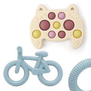 Baby High Chair Suction Toys Teething Chew - Baby Teething Toys Silicone Teethers, Table Toys, Food Grade Silicon for 6 12 18 Months (Beige Pink)