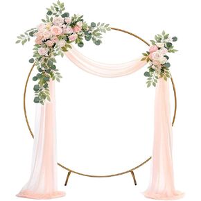 3pcs Arch Backdrop Stand - 7.2ft/6.6ft/6ft Gold Metal Flower Balloon Arch Frame Stand for Wedding, Birthday Party, Christmas, Baby Shower, Bridal Shower, Graduation Photography Decoration