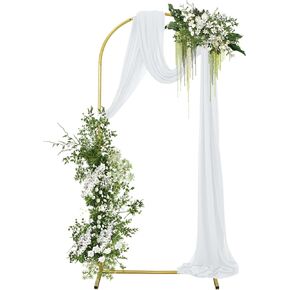 6FT Wedding Arch Backdrop Stand, Gold Wedding Arch Frame, Stable Balloon Arch Stand for Birthday Party Bridal Baby Wedding Ceremony Shower Photo Booth