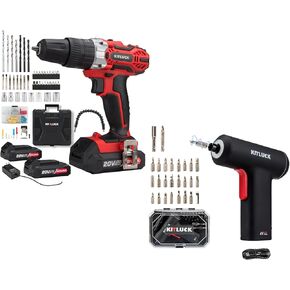 Cordless Drill & Screwdriver Kit, 20V Power Drill Kit with 2 Batteries and 4V Electric Screwdriver Set