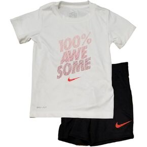 NIKE Toddler Boys 2pc Athletic Shirt and Shorts Set (Black, 18 Months)