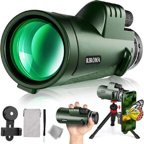 Green 40X60 Monocular Telescope with Smartphone Holder & Tripod, Power Prism Compact Monoculars for Adults Kids, HD Monocular Scope for Bird Watching Hiking Concert Travelling