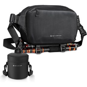 K&F Concept 2 in 1 Sling Bag Everyday Shoulder Bag Camera Lens Pouch Case, Waterproof Zipper Lens Protective Bag