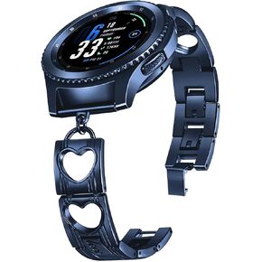 Bling Metal Bands Compatible with Samsung Galaxy Watch 6 5 4 40mm 44mm,Galaxy Watch 5 Pro Band 45mm/Watch 6 4 Classic Band 42mm 46mm 43mm 47mm/Active 2, 20mm Stainless Steel Rhinestone Heart Band for Women (Silver) in Saudi Arabia