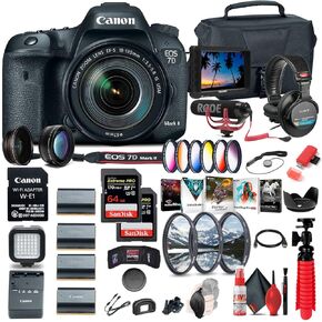 Canon EOS 7D Mark II DSLR كاميرا مع 18-135 مم f/3.5-5.6 هي USM Lens & W-E1 Wi-Fi Adapter (9128b135) + 4K Monitor + Pro Mic + Pro Headphones + 2 X 64GB CARD + More (REDENED)