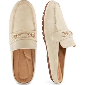 Ablanczoom Mules for Women Flat Shoes: Comfortable Slip on Flats for Womens Mule Metal Chain Backless Loafers Business Casual Shoe