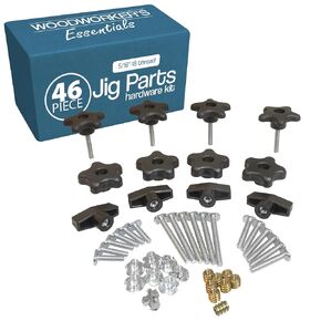 46 Piece T Track Bolts and Knobs Kit, 5/16"-18 T Bolts & Threaded Knobs, T Track Accessories for Woodworking, Build Your Own Woodworker Jigs and Fixtures, T-Track Parts Hardware Set (5/16"-18)