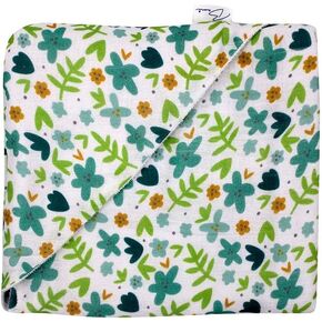 BAMI Muslin 100% Cotton Hooded Bath Towel for Babies Leaves Design