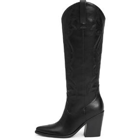 Modatope Cowgirl Boots Women Chunky Heel Knee High Cowboy Boots Embroidery Western Boots for Women