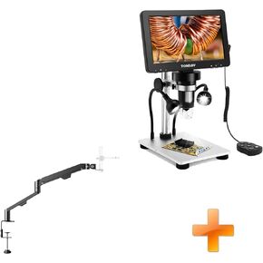 TOMLOV AM06 Flexible Arm Digital Microscope Stand, Lightweight Adjustable Mic Desk Mount Stand with Cable Management+DM9