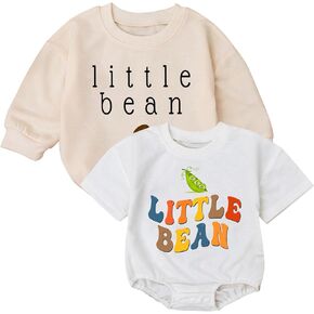 2PCS Baby Boy Girls Little Bean Romper مجموعة ، ملابس أطفال لطيفة ، مثالية للارتداء اليومي ، عيد ميلاد
