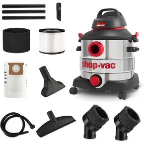 Shop-Vac 5989400 8 Gallon 6.0 Peak HP Wet/Dry Vacuum + 1-1/4" Round Brush 2 Pack…