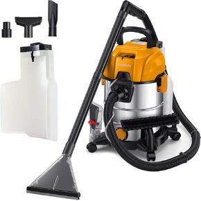 Shop Vacuum Wet and Dry, 6 Gallon 5.5 Peak HP, 3 in 1 Wet/Dry/Upholstery Shop Vac Carpet Extractor For Car Detailing, Stainless Steel Wet Dry Vacuum Cleaner for Carpet and Hard Floor