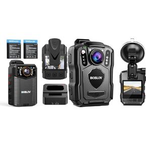 BOBLOV Body Camera 4K B4K6 with 2PCS 3000mAh Batteries, 128GB Body Cam with GPS M5 2K Police Body Camera, GPS Enabled &1440P Body Mounted Cam, 64G Body Cam Built-in 4200MAH Battery,15Hours