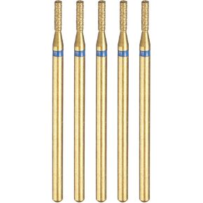 HARFINGTON 5pcs 325-400 Grits Diamond Grinding Bit 1.35mm Cylinder Head 2.35mm Shank 5mm Length Titanium Plated Stone Sanding Drill Bits Rotary Tool for Nails Grinding Polishing