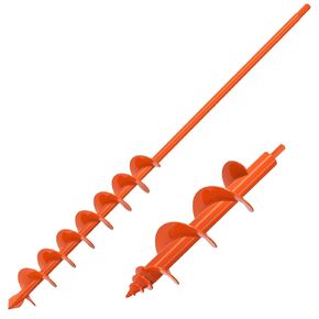 Garden Auger Drill Bit for Planting 2Pack, Safety Edges Auger Post Hole Digger 3 x 12'' & 2 x 32'' Spiral Earth Auger Bulb Drill Bit for Fence Posts, Flowers Plants, Fits 3/8" Hex Drive Drill