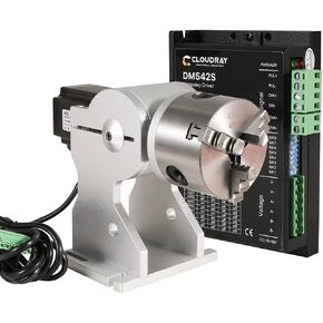 Cloudray 3-Jaw,Chuck Rotary Attachment,Axle Height 5inch Nema 23 Stepper Motor,Reducing ratio 1 for Fiber Marking Machine Engraving Machine (RA-A D80 Set)