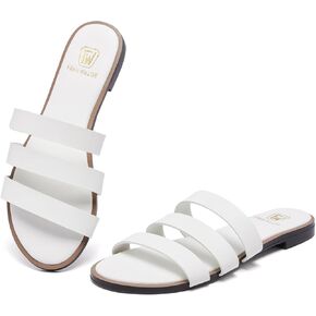 Women's Flat Sandals Dressy Open Toe Slide Sandals Comfortable Casual Beach Slip on Slippers for Summer 2025 Size 6-11
