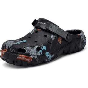 SECHRITE Men's Clogs Athletic Sports Outdoor Slip-on Mules with Cushion Beach Non Slip Home Sandals with Adjustable Back Strap - River Edge