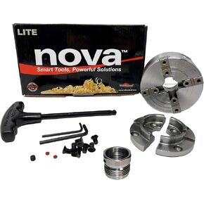Bundle - 2 items - NOVA 23264 Supernova 2 (SUPERNOVA2) Lite Woodlathe Chuck with 2" Jaw Set, Insert Version with ILNS 1-1/4" x 8tpi Insert Adapter