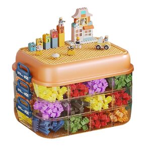 Toys Storage Organizer Bins for Lego, Plastic Storage for Lego Box Child Stackable Toys Organizer, Lego Building Block Storage, Lego Box Storage Container (Green 1layer)