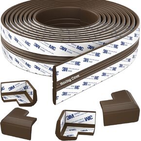 Roving Cove PreFit Furniture Edge Corner Protector (Classic 15ft Edge 4 Corners), Baby Proofing Bumper Guards, Coffee Brown, Pre-Taped, for Smooth Surfaces