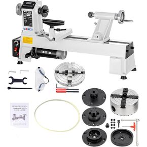 CXRCY 12" x 18" Wood Lathe & CXRCY 6Inch Lathe Chuck & CXRCY 4Inch Lathe Chuck Set & Lathe Drive Belt