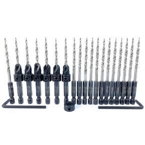 Countersink Drill Bit Set 6 Pc #6 (9/64") with 13 Pc Replacement Countersink Drill Bit #6 (9/64") Pro Pack Countersink Set, Tapered Countersink Bit, 1 Stop Collar, 2 Hex Wrench