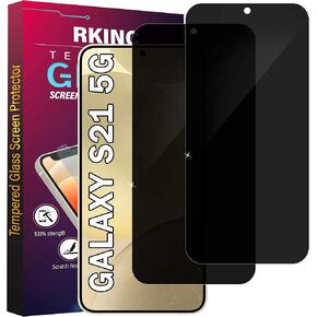 RKINC Screen Protector [2-Pack] for Samsung Galaxy S21 5G, Tempered Glass Film Screen Protector, 0.33mm Fingerprint Support [LifetimeWarranty][Bubble-Free][Anti-Scratch][Anti-Shatter]