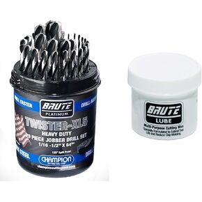 Champion Cutting Tool Brute Platinum Twister-XL5 & Champion Cutting Tool BruteLube 2 oz Tub Cutting Wax Lubricant: XLUB-Wax-2