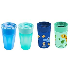 Dr. Brown's Milestones Cheers 360 Training Cup for Toddlers & Babies, Leak-Free Sippy Cup, Blue/Aqua Spoutless Transition Travel Friendly Cup