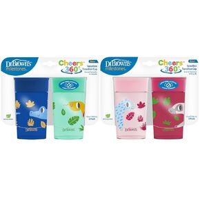 Dr. Brown's Milestones Cheers 360 Cup Spoutless Transition Cup, Travel Friendly & Leak-Free Sippy Cup