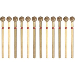 HARFINGTON 12pcs 100-120 Grits Diamond Grinding Bit 3.5mm Ball Head 2.35mm Shank 3.5mm Length Titanium Plated Stone Sanding Drill Bits Rotary Tool for Nails Grinding Polishing