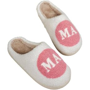 Cute Cozy Fluffy Mama Slippers For Women Soft Plush House Slippers Gifts Memory Foam Slip On Slippers Plush Home Bedroom Outdoor Shoes