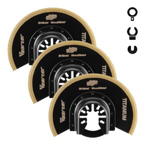 3PCS Titanium Oscillating Saw Blades, 3-1/2'' Semi Circle Bi-Metal Universal Multitool Blades, Quick Release Multi Tool Blades Kits for Wood, Metal Pipe, Nail, Drywall, PVC