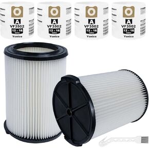 VF6000 Filter+VF3502 Vacuum Bags Compatible for Ridgid Shop Vac 5-20 Gallon Wet Dry Vacuums WD5500 WD0671 WD6425 WD7000 WD1280 WD1851 WD1680 WD1956 RV2400A 1400RV RV2600B