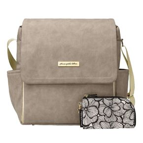 Petunia Pickle Bottom Boxy Diaper Bag Backpack, Easy to Clean, Two Ways to Carry, Stylish & Spacious for On-The-Go Parents (Grey Matte Leatherette)